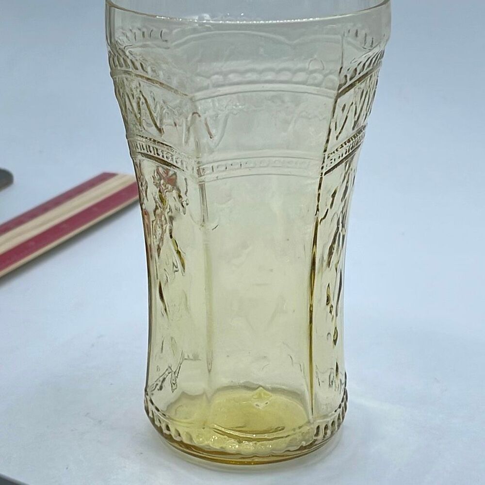 Federal Glass “ Patrician” amber depression glass tumbler.
